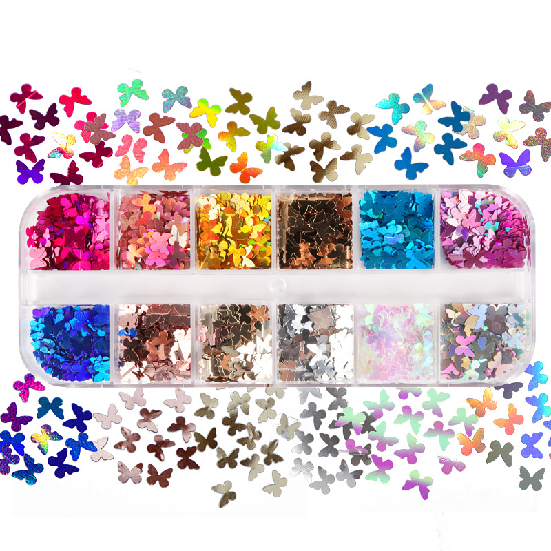 Nail Art Extension - Mariposa fluorescente de colores mezclados, accesorios