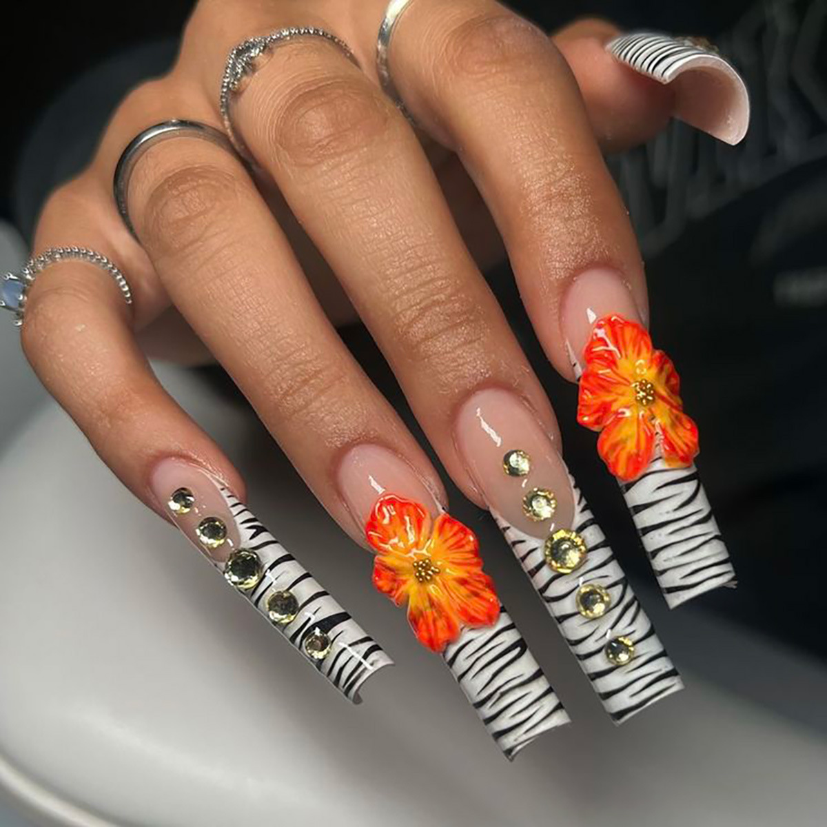 24 Uds. De uñas postizas cuadr - Nail Art French reseña y precio