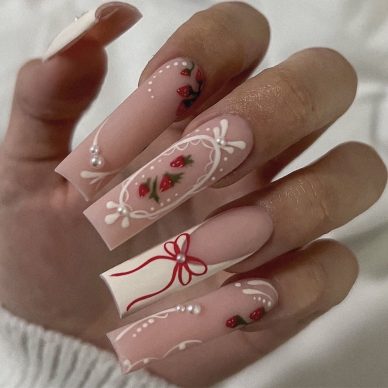 24 Uds. De uñas postizas cuadr - Nail Art French reseña y precio